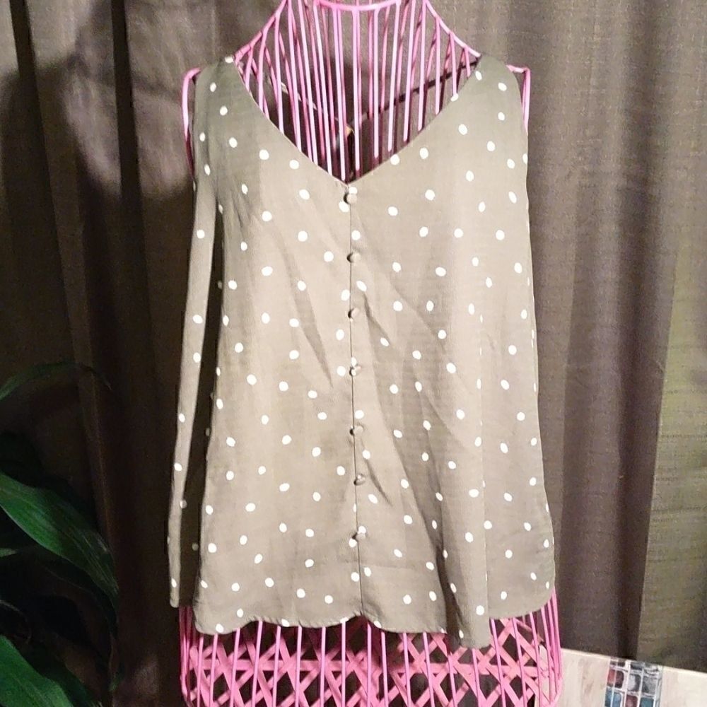 E&M Green with White Polka Dot Tank top